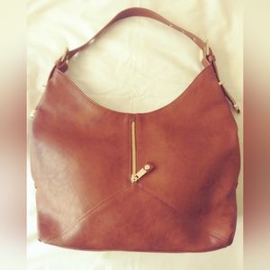Large Faux leather Brown Hobo Shoulder bag.
